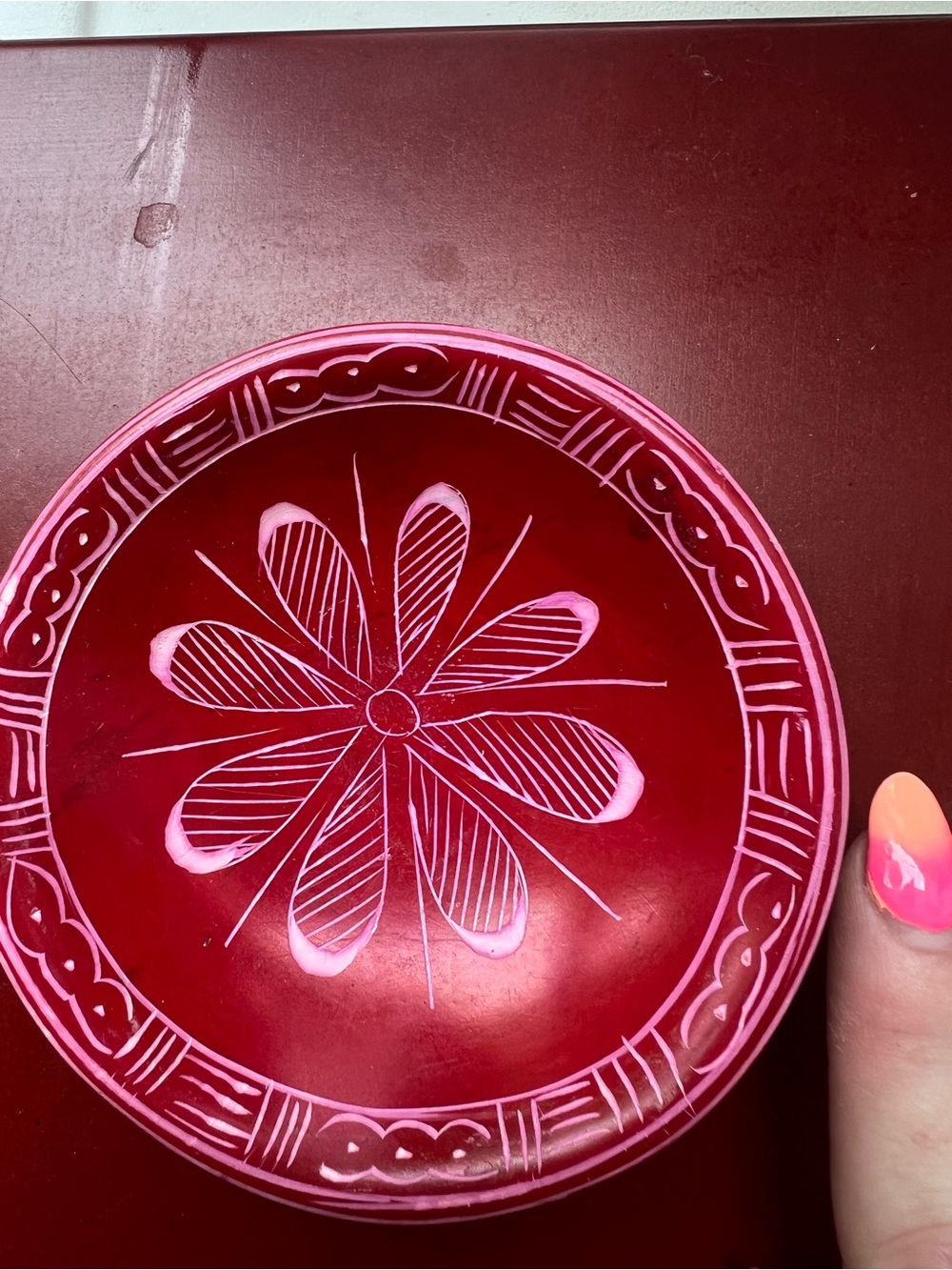 Decorative Pink Floral Accent Plate - Stylish Home Accent